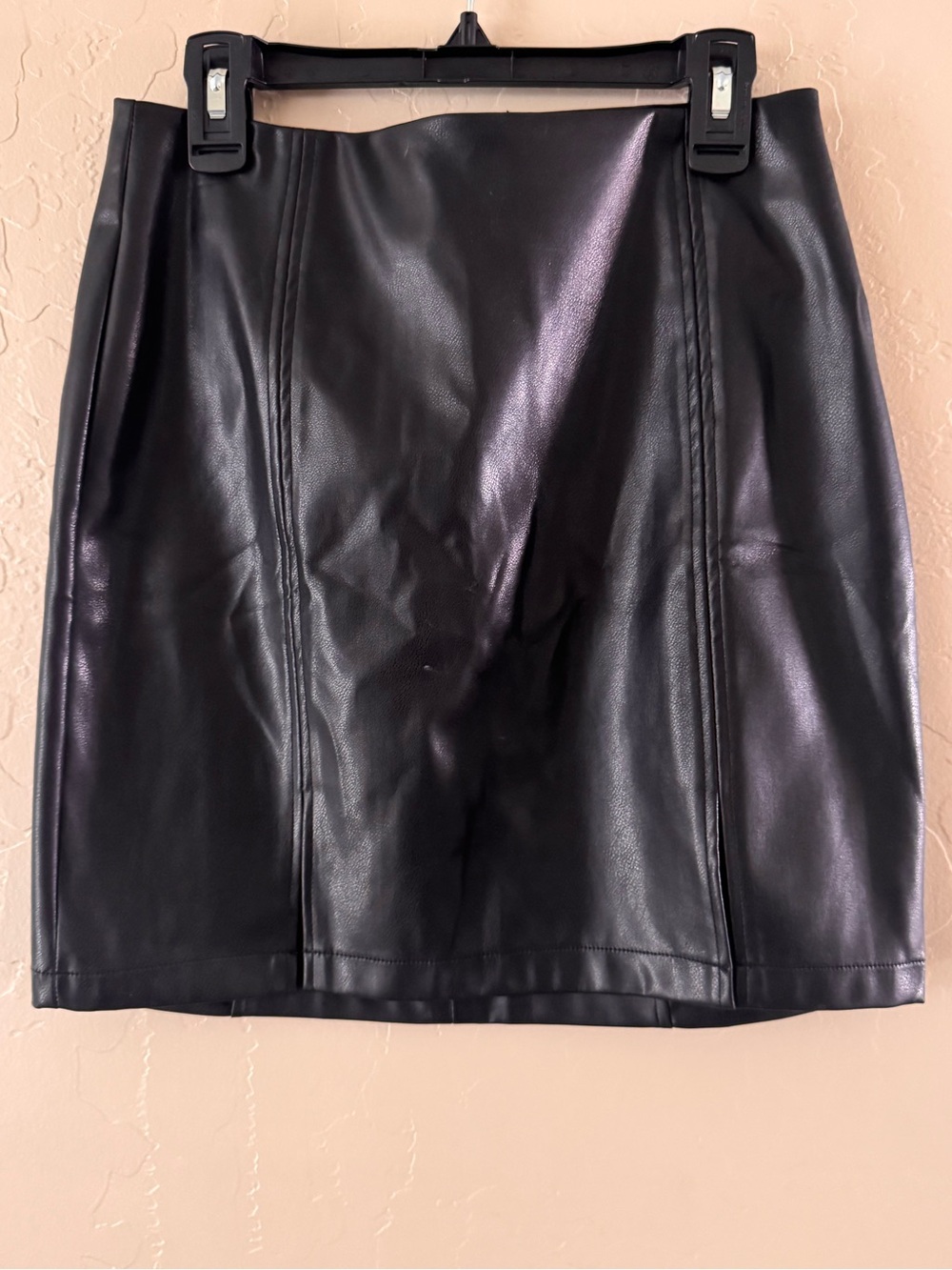 Mango Black Faux Leather Pencil Skirt